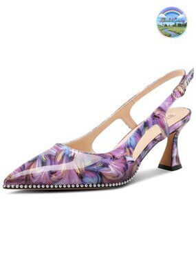 Kitten Heel Pointed Toe Pumps Beaded Slingback Buckle Formal Evening Shoes